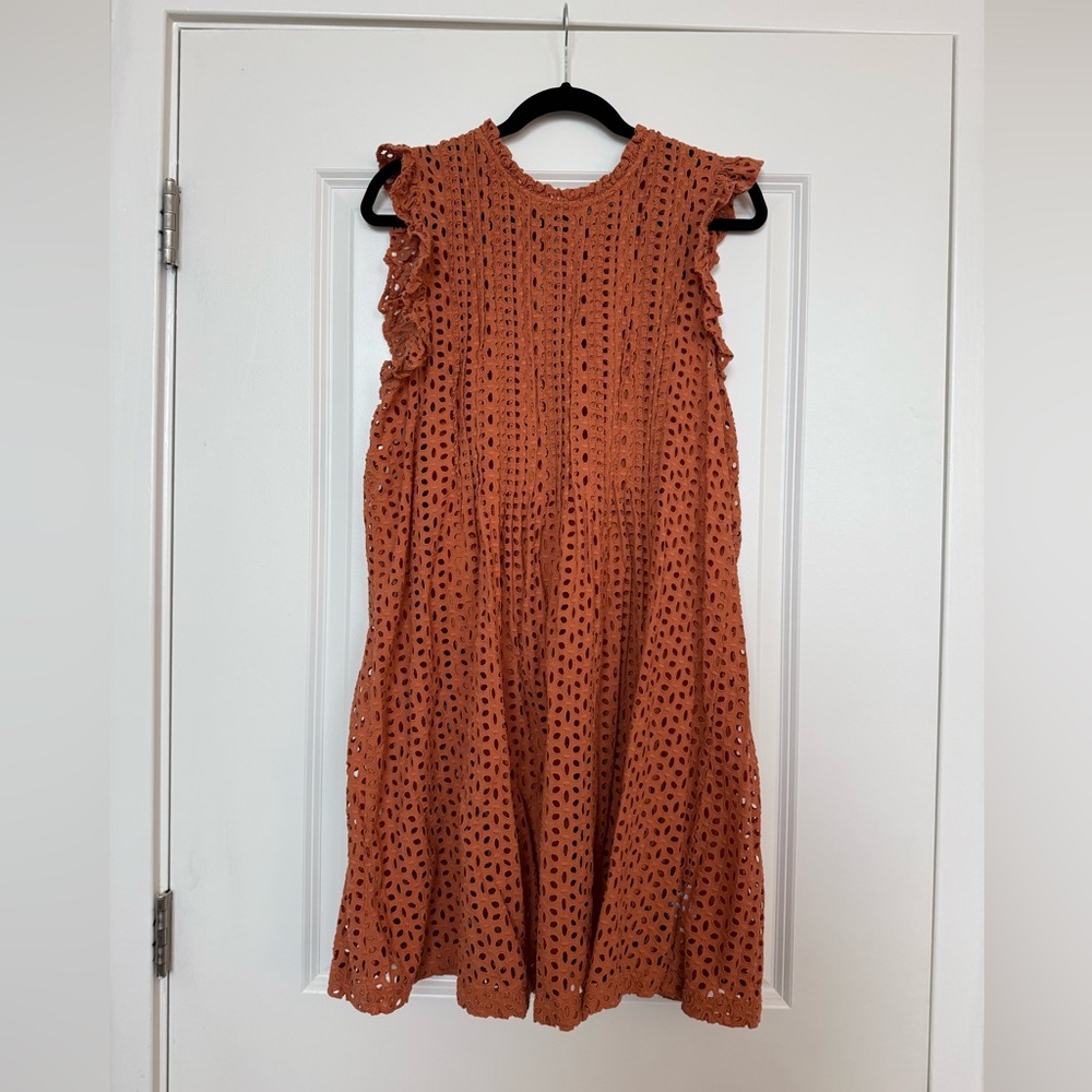 Madewell Rust Eyelet Mini Dress